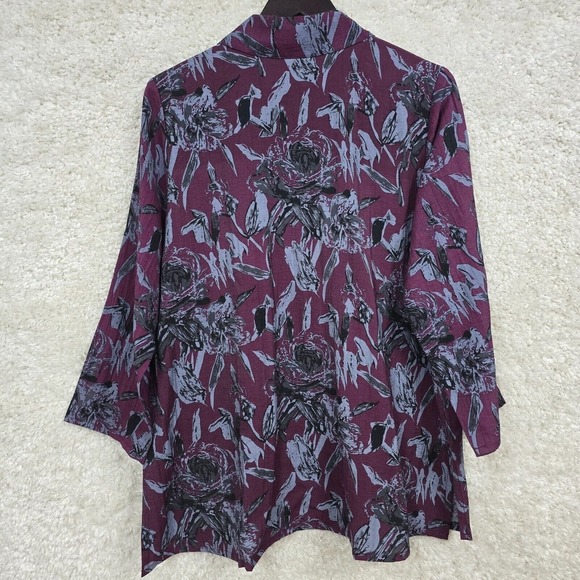 Habitat Shirt Womens Medium Purple Floral Button‎ Long Sleeve Lightweight Beachy - Picture 10 of 14